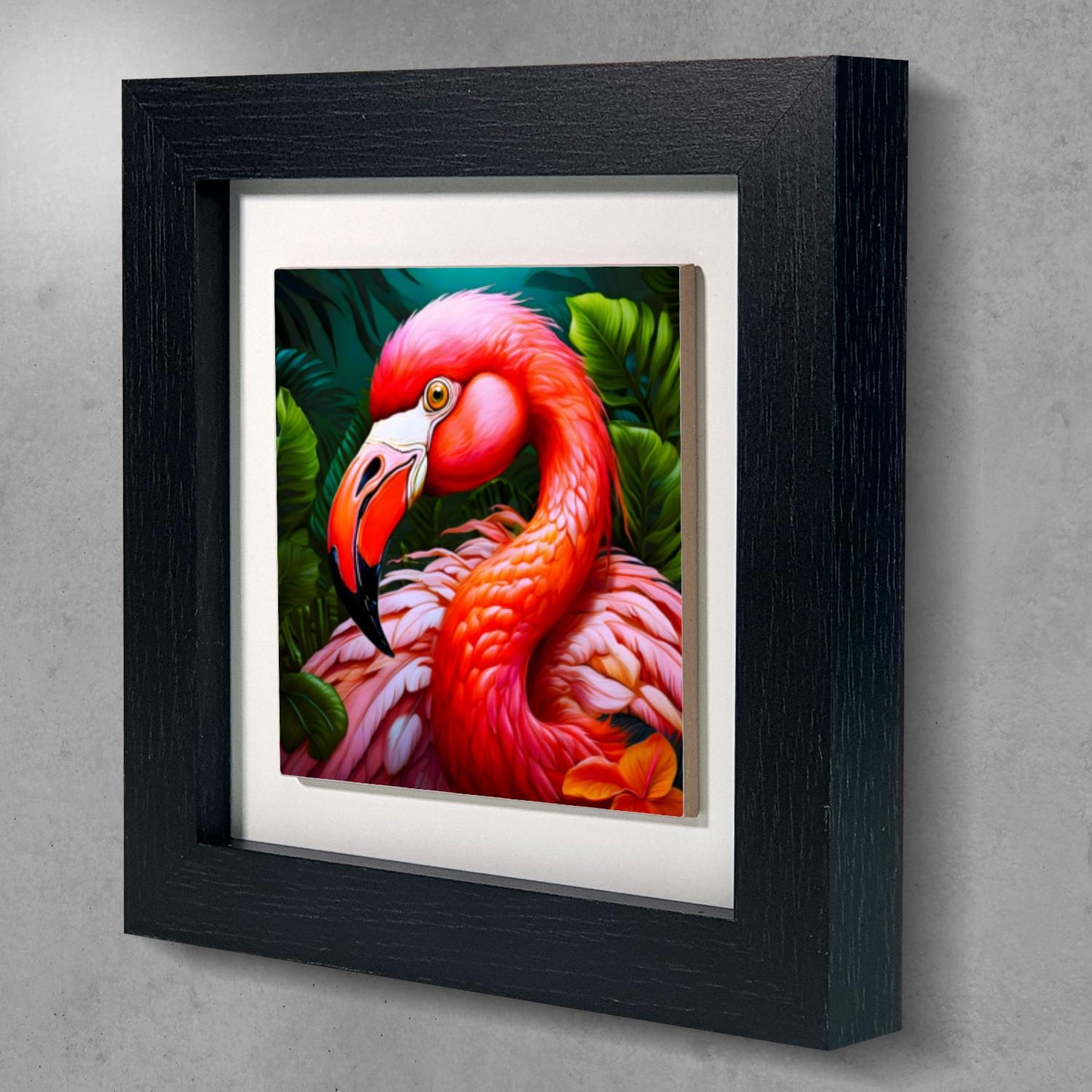 Flamingo 2, Ceramic Artwork, Framed In Black Or White, Unique Gift Idea, Ready To Hang Or Freestanding...