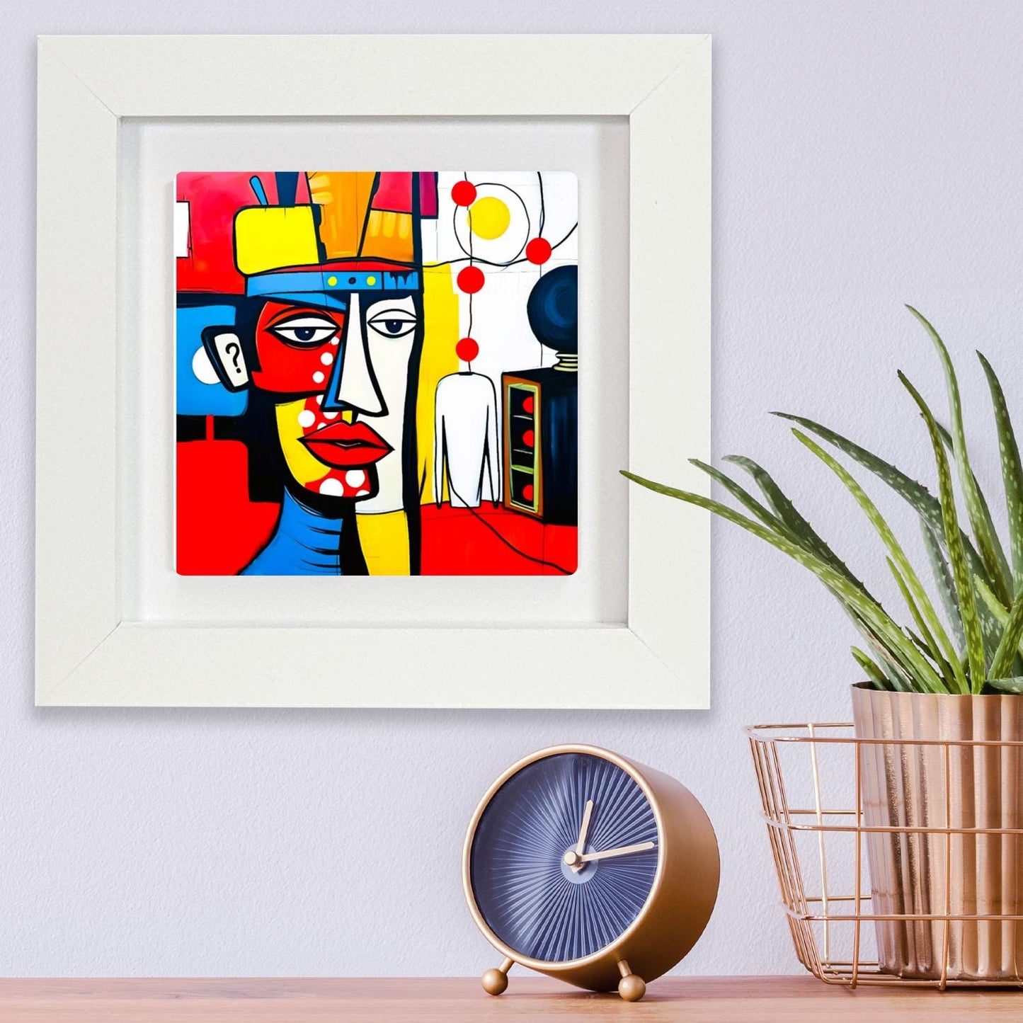 Abstract Man 3, Ceramic Artwork, Framed In Black Or White, Unique Gift Idea, Ready To Hang Or Freestanding...