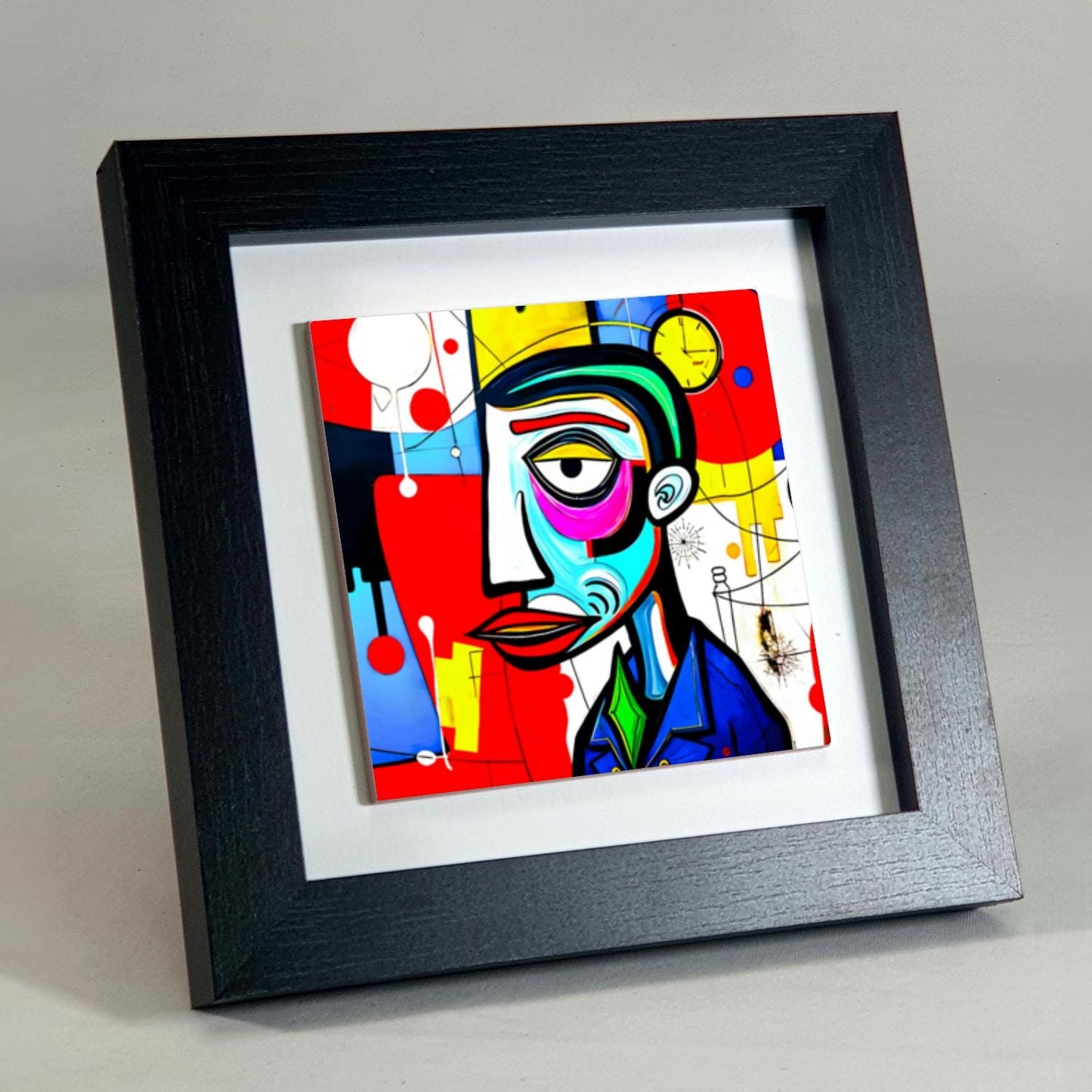 Abstract Man 4, Ceramic Artwork, Framed In Black Or White, Unique Gift Idea, Ready To Hang Or Freestanding...
