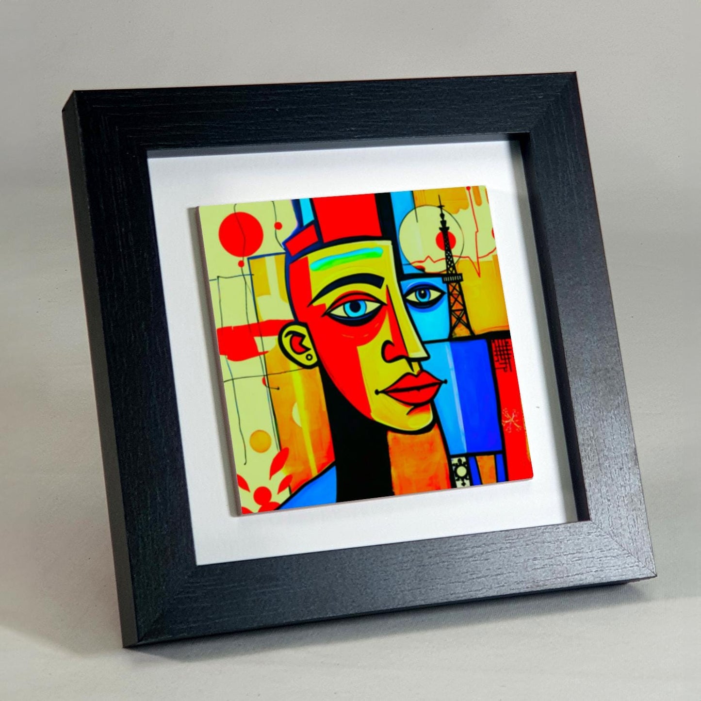 Abstract Man 1, Ceramic Artwork, Framed In Black Or White, Unique Gift Idea, Ready To Hang Or Freestanding...