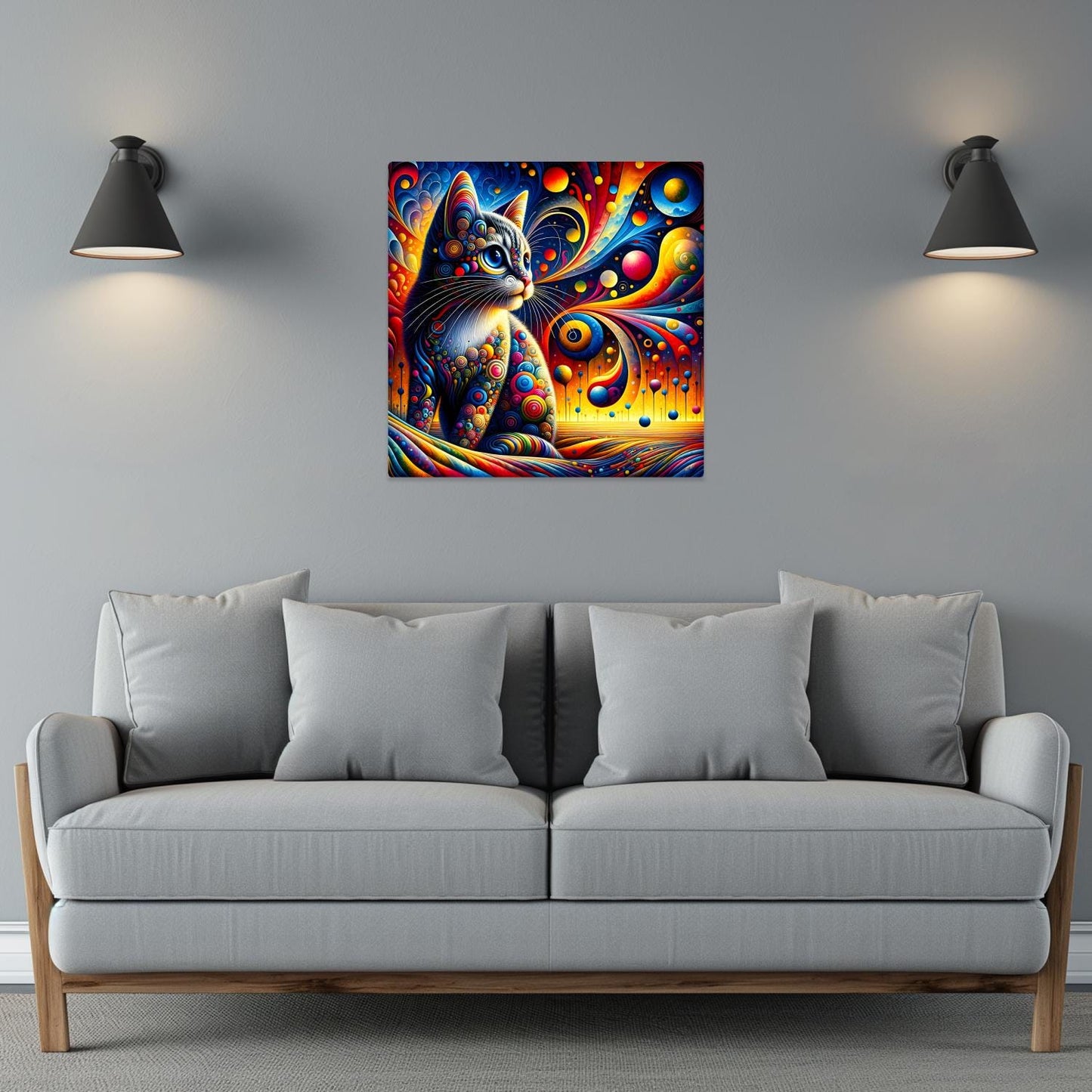 Abstract Cat No.1, Printed On Steel, Unique Image, Highly Detailed, Vivid Colours, A Gift That Lasts Forever.