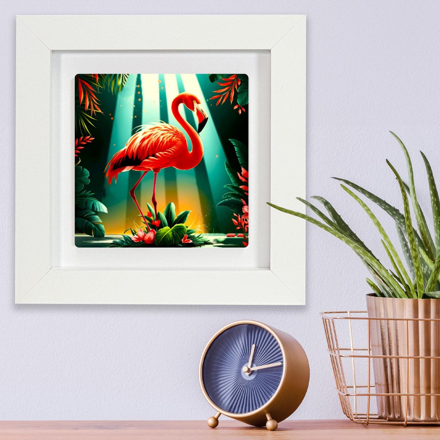 Flamingo 3, Ceramic Artwork, Framed In Black Or White, Unique Gift Idea, Ready To Hang Or Freestanding...