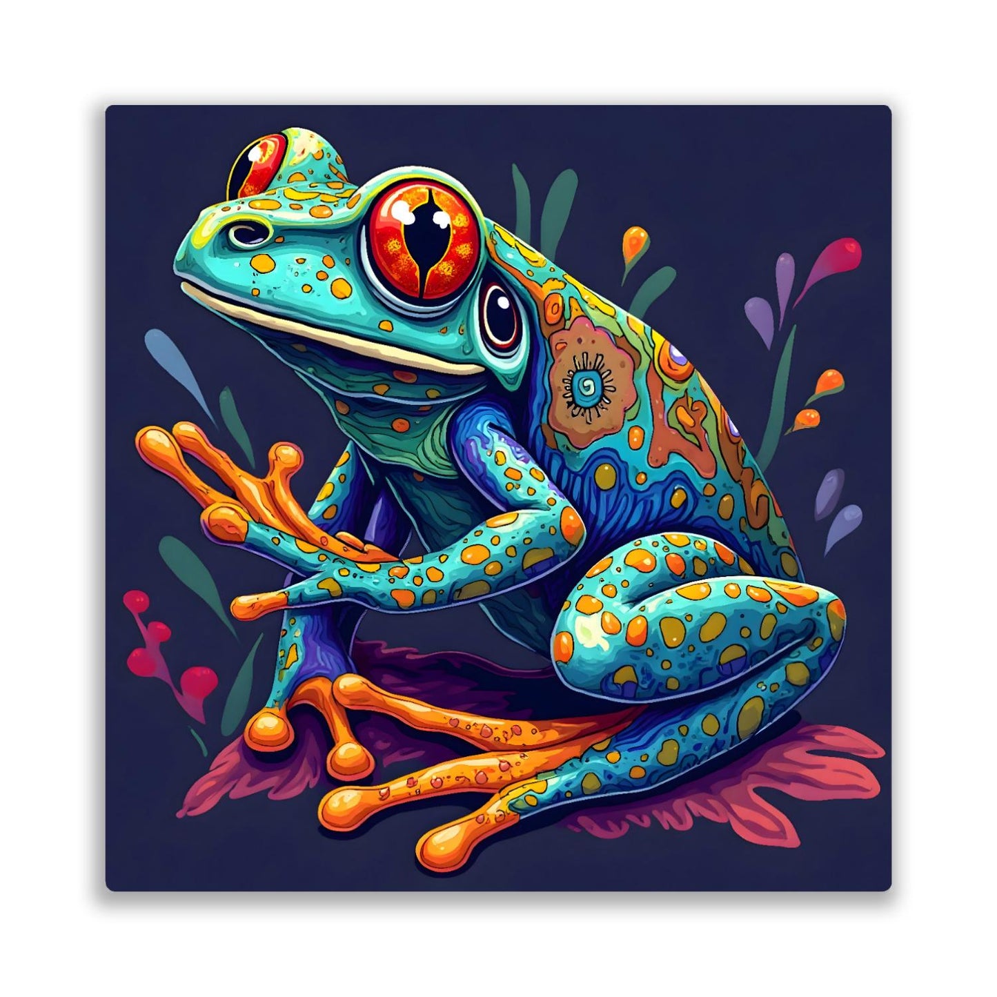 Frog Print No.8, Printed On Metal, Unique Image, High Quality, Vivid Colours, Perfect Gift, Unique Wall Art, Art Is A Gift For A Lifetime