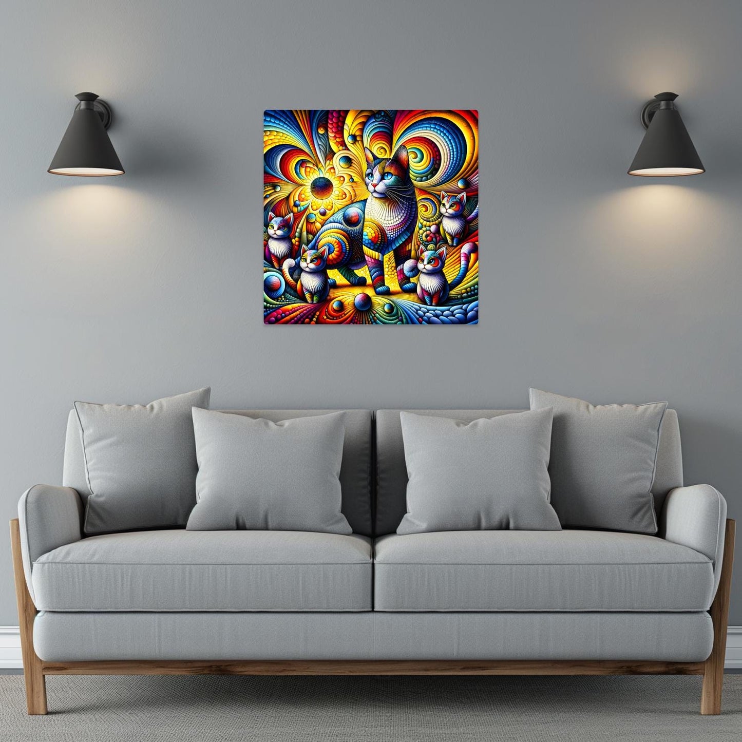 Abstract Cat No.5, Printed On Steel, Highly Detailed, Vivid Colours, Unique Wall Art, A Gift That Lasts Forever.