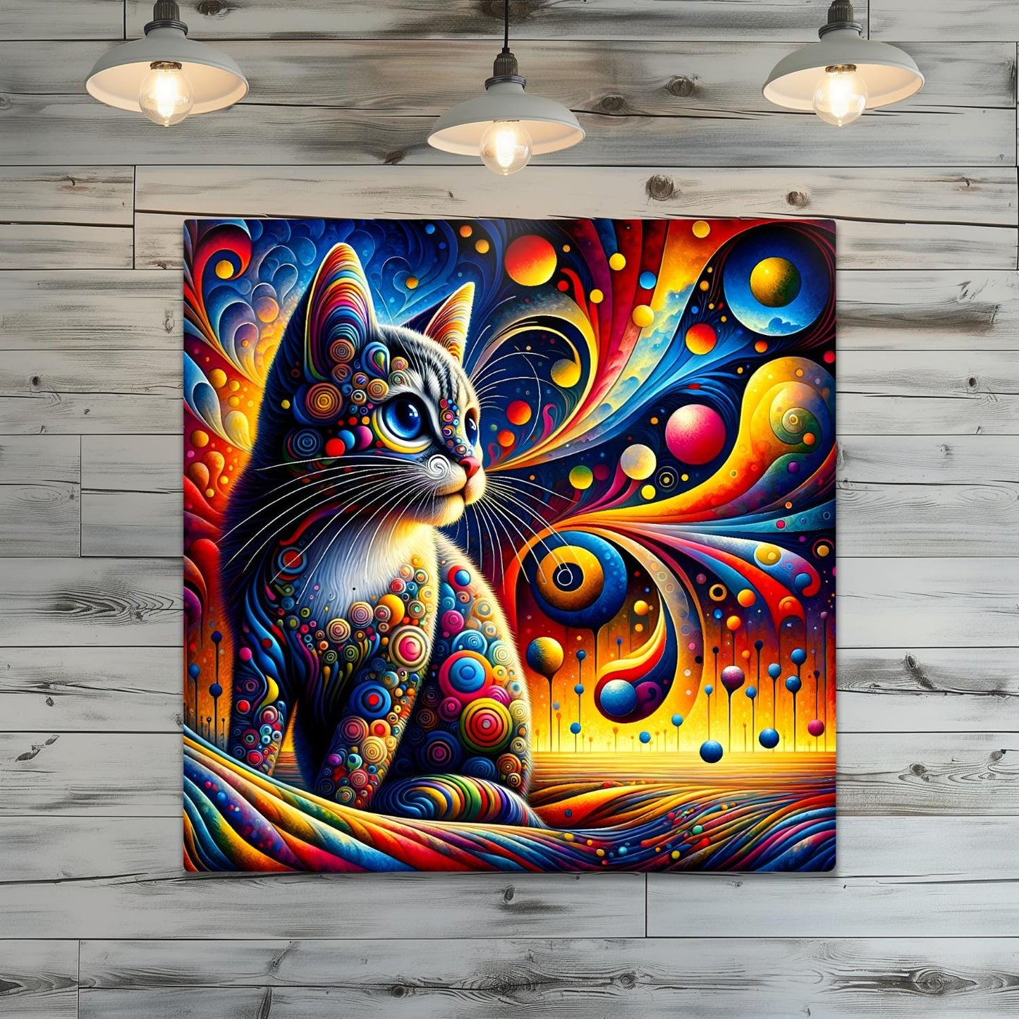 Abstract Cat No.1, Printed On Steel, Unique Image, Highly Detailed, Vivid Colours, A Gift That Lasts Forever.
