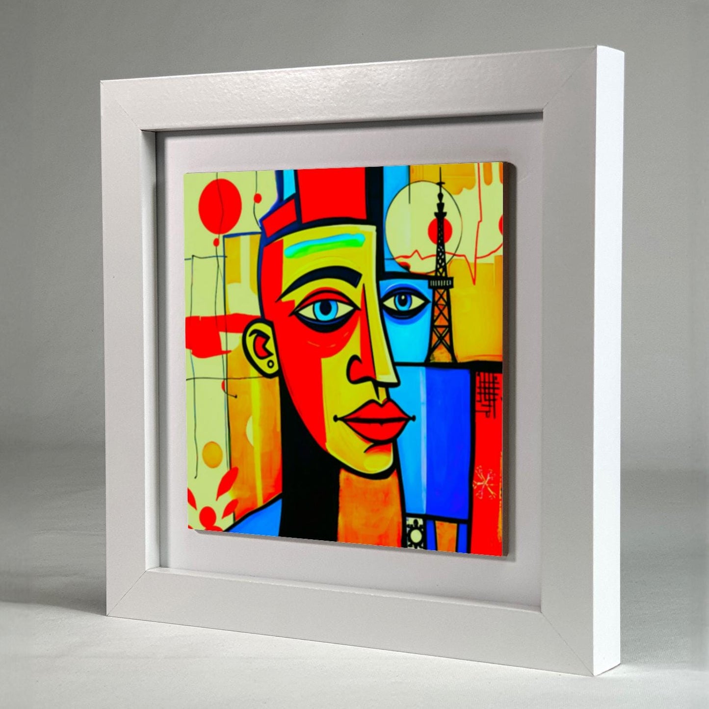 Abstract Man 1, Ceramic Artwork, Framed In Black Or White, Unique Gift Idea, Ready To Hang Or Freestanding...