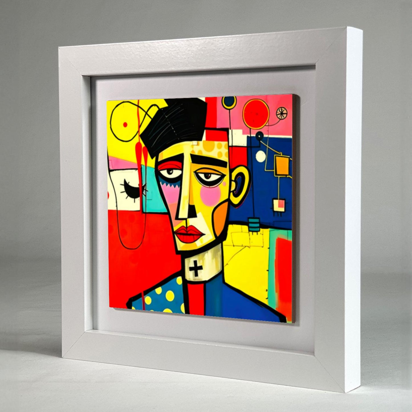 Abstract Man 2, Ceramic Artwork, Framed In Black Or White, Unique Gift Idea, Ready To Hang Or Freestanding...