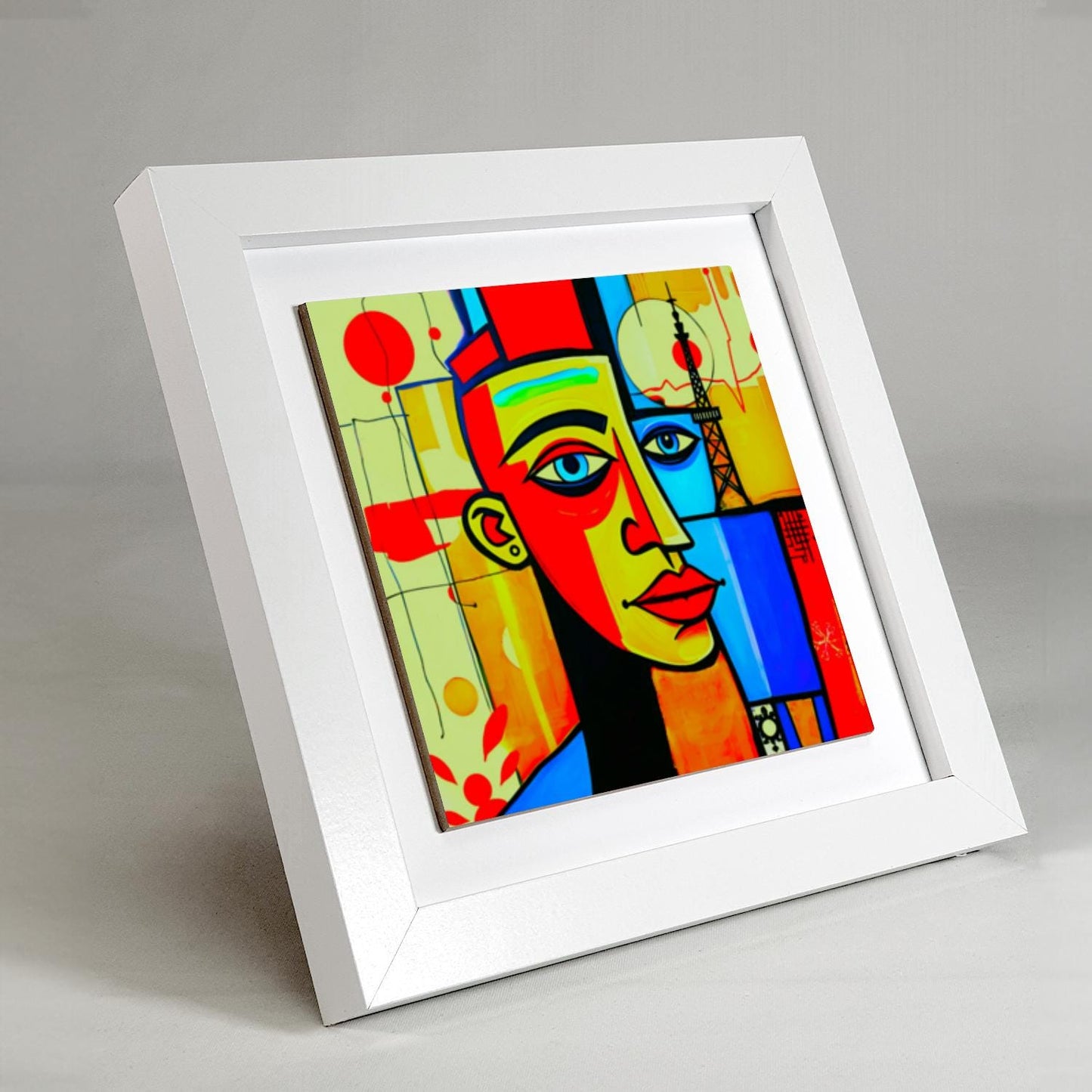 Abstract Man 1, Ceramic Artwork, Framed In Black Or White, Unique Gift Idea, Ready To Hang Or Freestanding...
