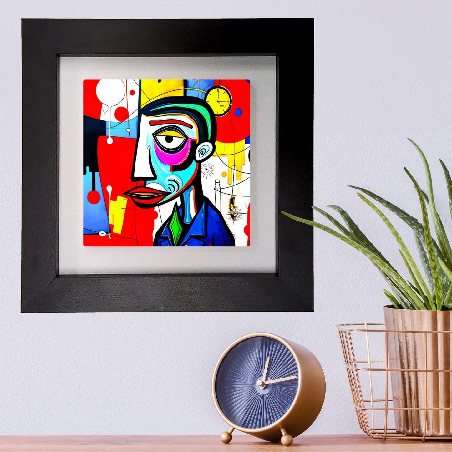Abstract Man 4, Ceramic Artwork, Framed In Black Or White, Unique Gift Idea, Ready To Hang Or Freestanding...