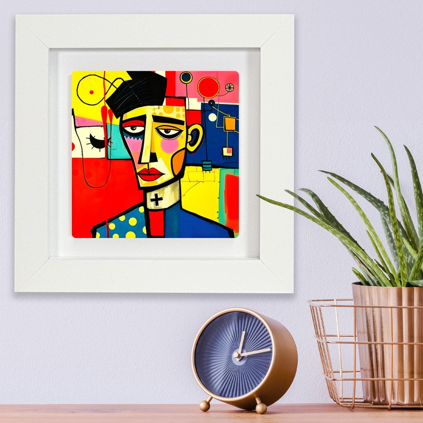 Abstract Man 2, Ceramic Artwork, Framed In Black Or White, Unique Gift Idea, Ready To Hang Or Freestanding...