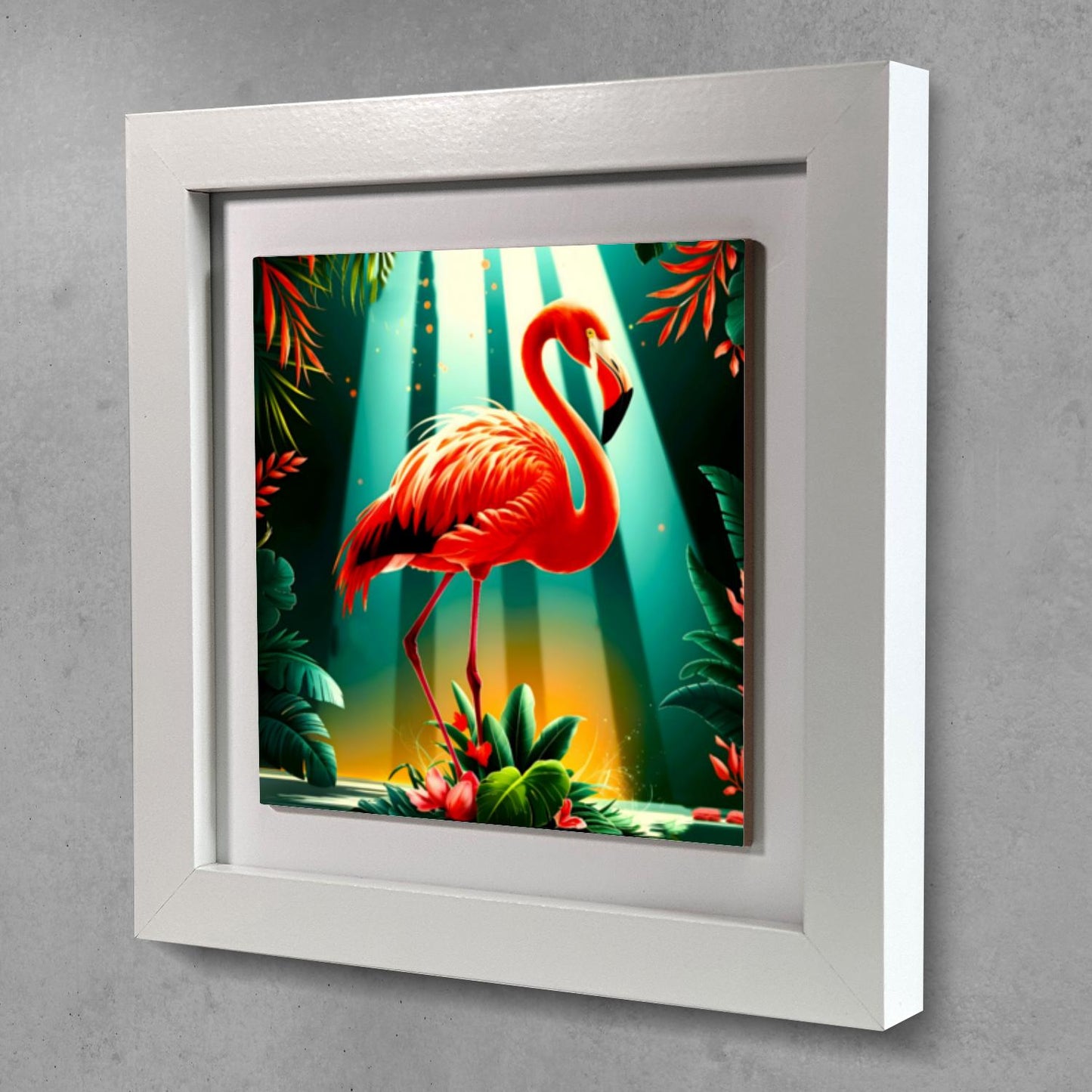 Flamingo 3, Ceramic Artwork, Framed In Black Or White, Unique Gift Idea, Ready To Hang Or Freestanding...
