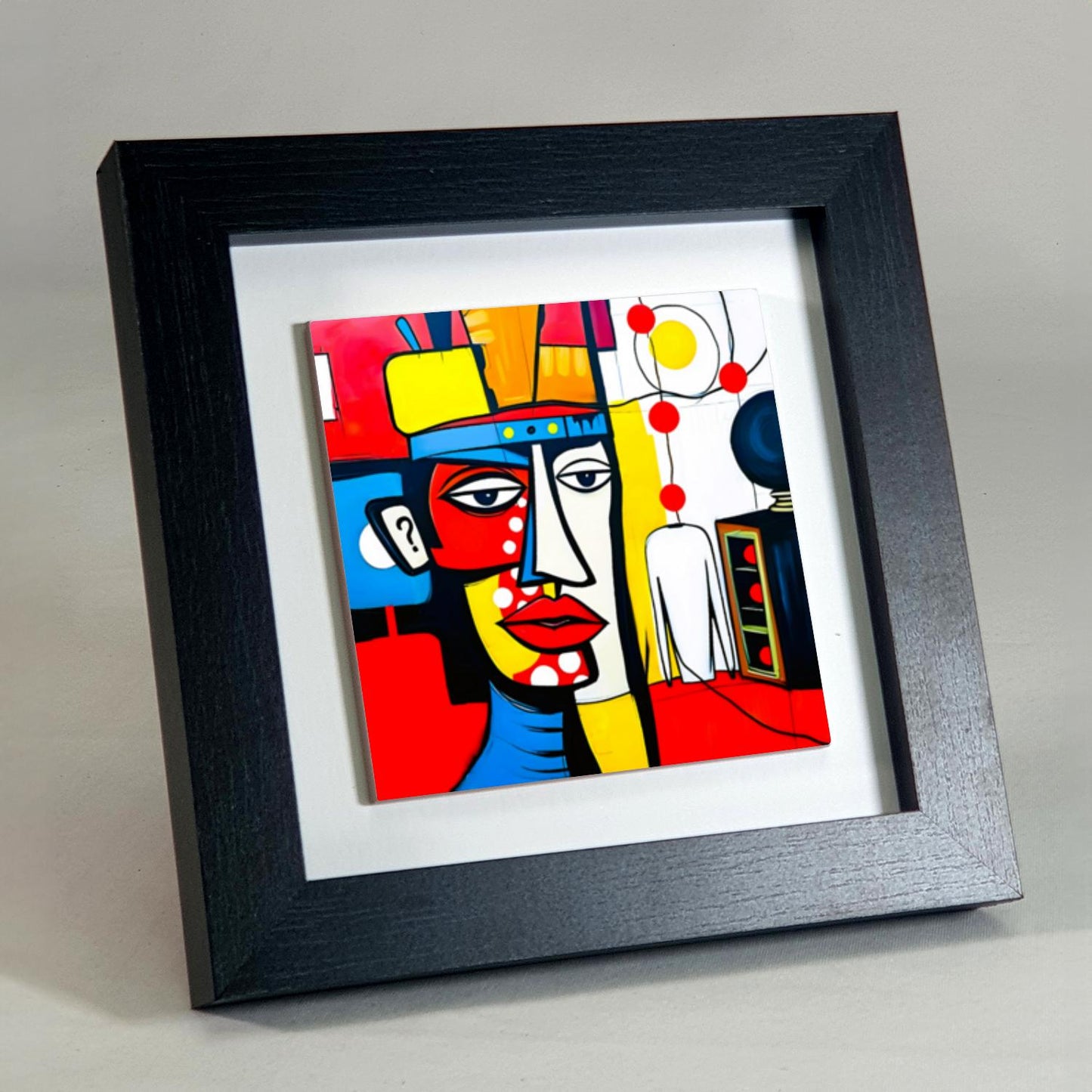 Abstract Man 3, Ceramic Artwork, Framed In Black Or White, Unique Gift Idea, Ready To Hang Or Freestanding...