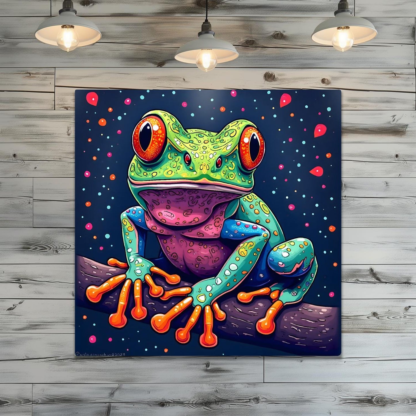 Frog Print No.7, Printed On Metal, Unique Image, High Quality, Vivid Colours, Perfect Gift, Unique Wall Art, Art Is A Gift For A Lifetime