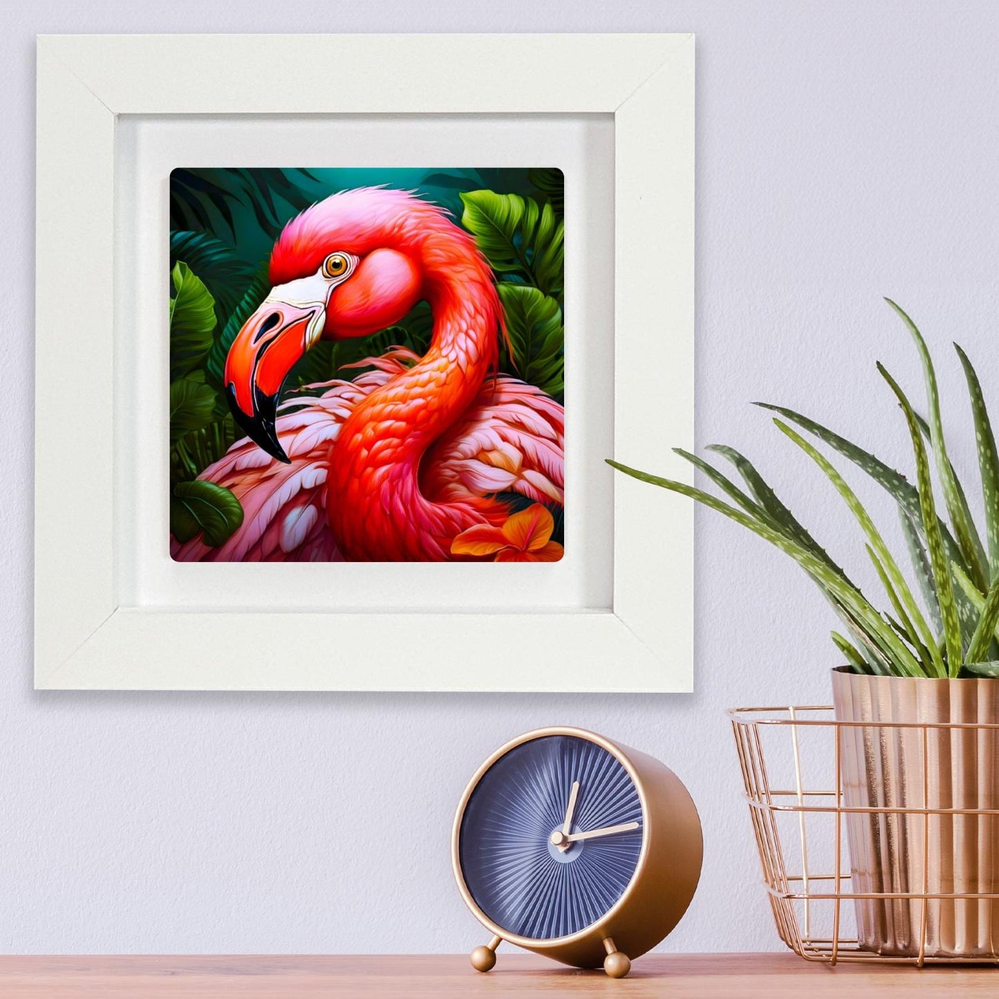 Flamingo 2, Ceramic Artwork, Framed In Black Or White, Unique Gift Idea, Ready To Hang Or Freestanding...