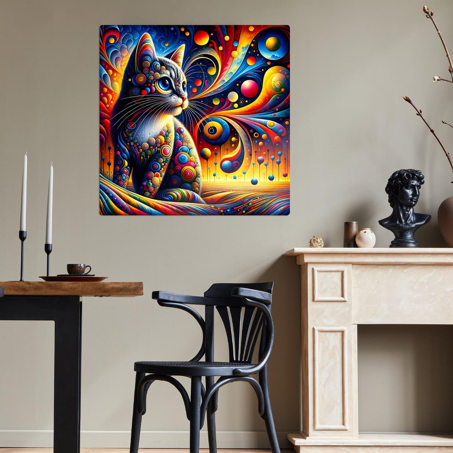 Abstract Cat No.1, Printed On Steel, Unique Image, Highly Detailed, Vivid Colours, A Gift That Lasts Forever.
