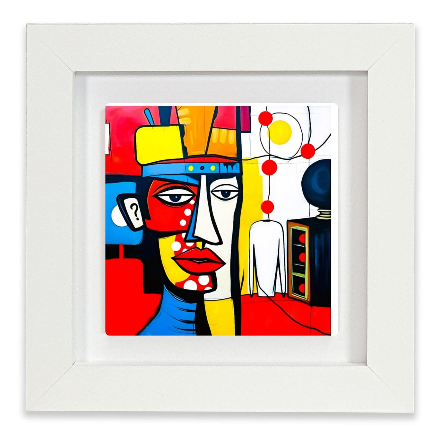 Abstract Man 3, Ceramic Artwork, Framed In Black Or White, Unique Gift Idea, Ready To Hang Or Freestanding...