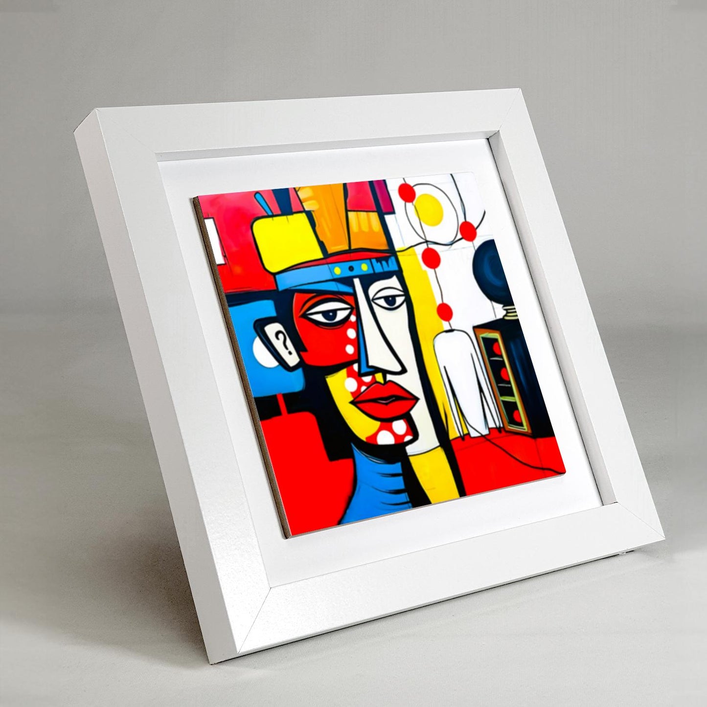 Abstract Man 3, Ceramic Artwork, Framed In Black Or White, Unique Gift Idea, Ready To Hang Or Freestanding...