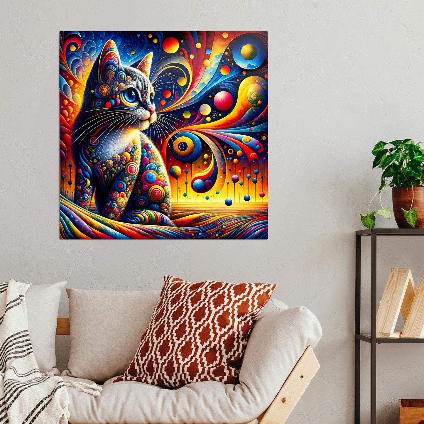 Abstract Cat No.1, Printed On Steel, Unique Image, Highly Detailed, Vivid Colours, A Gift That Lasts Forever.