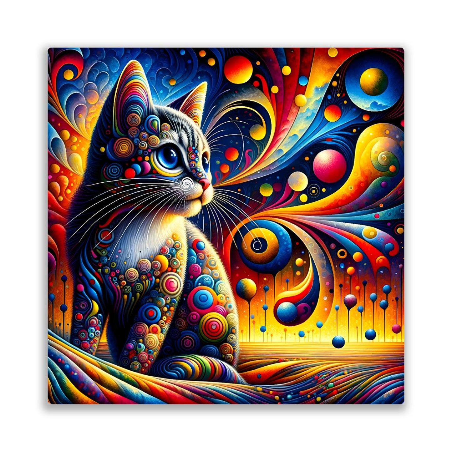 Abstract Cat No.1, Printed On Steel, Unique Image, Highly Detailed, Vivid Colours, A Gift That Lasts Forever.
