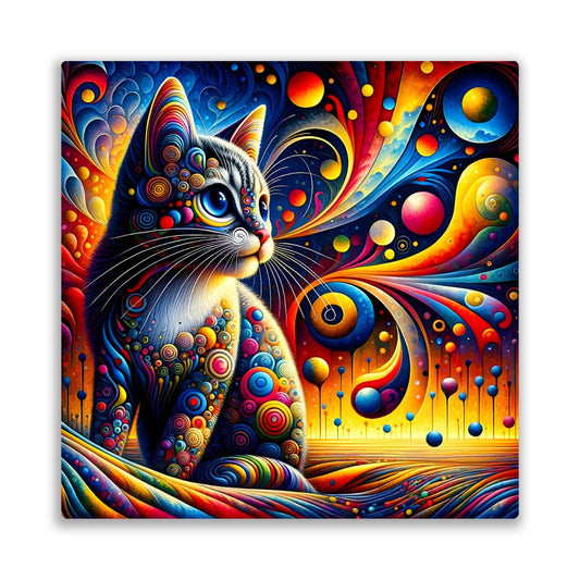Abstract Cat 1, Printed On Gloss Aluminium To Enhance Colour And Detail, A Unique Gift Idea...