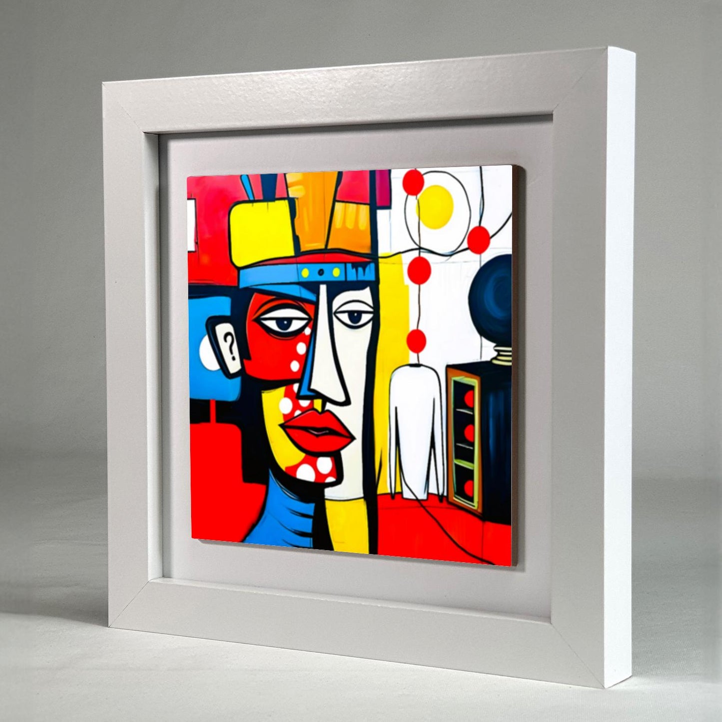 Abstract Man 3, Ceramic Artwork, Framed In Black Or White, Unique Gift Idea, Ready To Hang Or Freestanding...