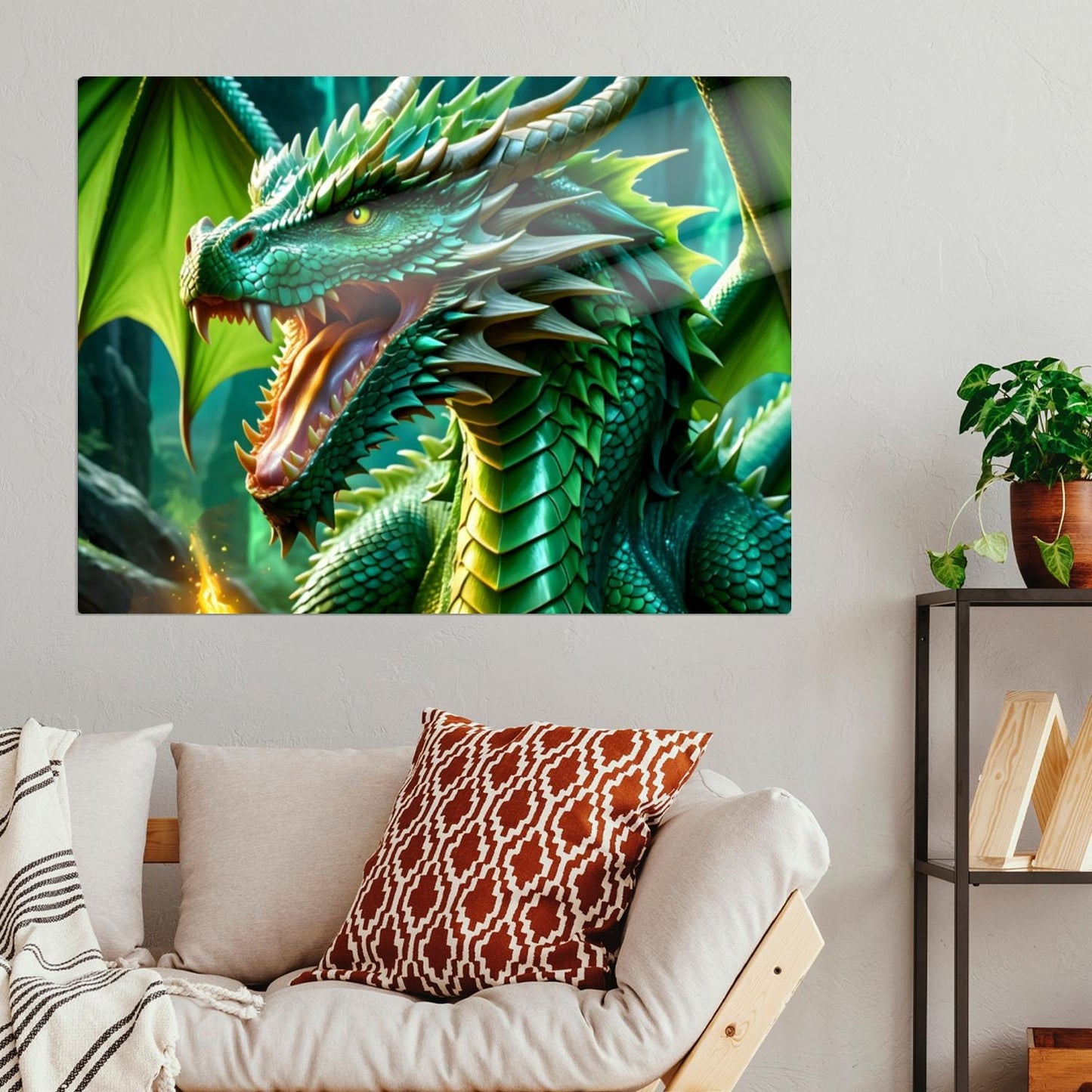 Green Dragon, Printed On Gloss Aluminium To Enhance Colours And Detail, Unique Wall Print, A Gift For A Lifetime...