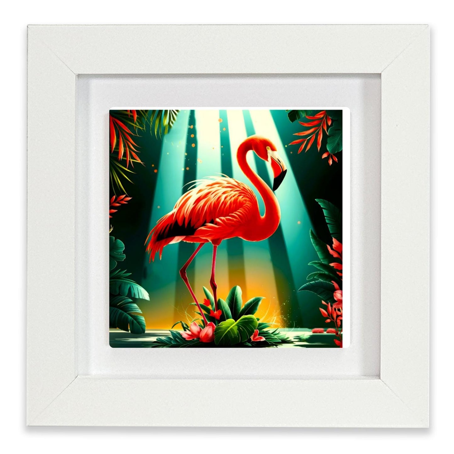 Flamingo 3, Ceramic Artwork, Framed In Black Or White, Unique Gift Idea, Ready To Hang Or Freestanding...