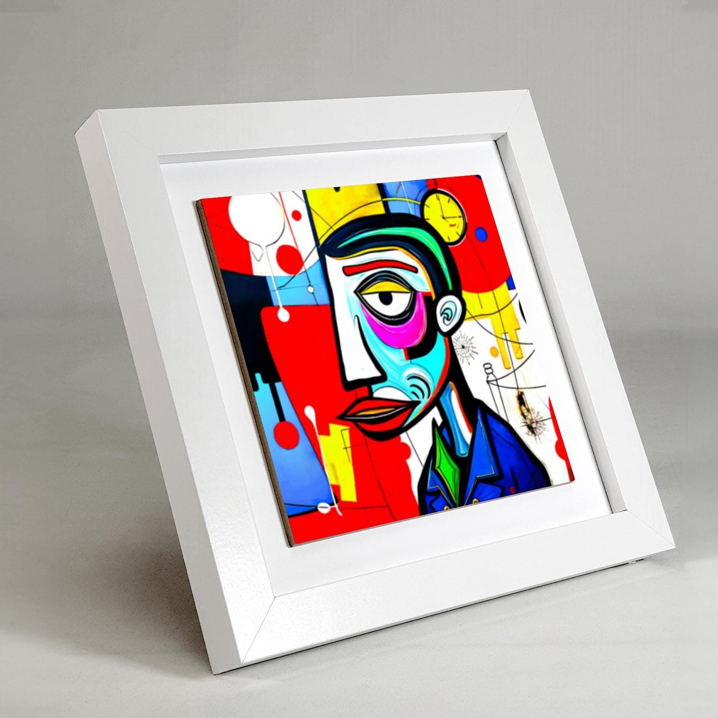 Abstract Man 4, Ceramic Artwork, Framed In Black Or White, Unique Gift Idea, Ready To Hang Or Freestanding...