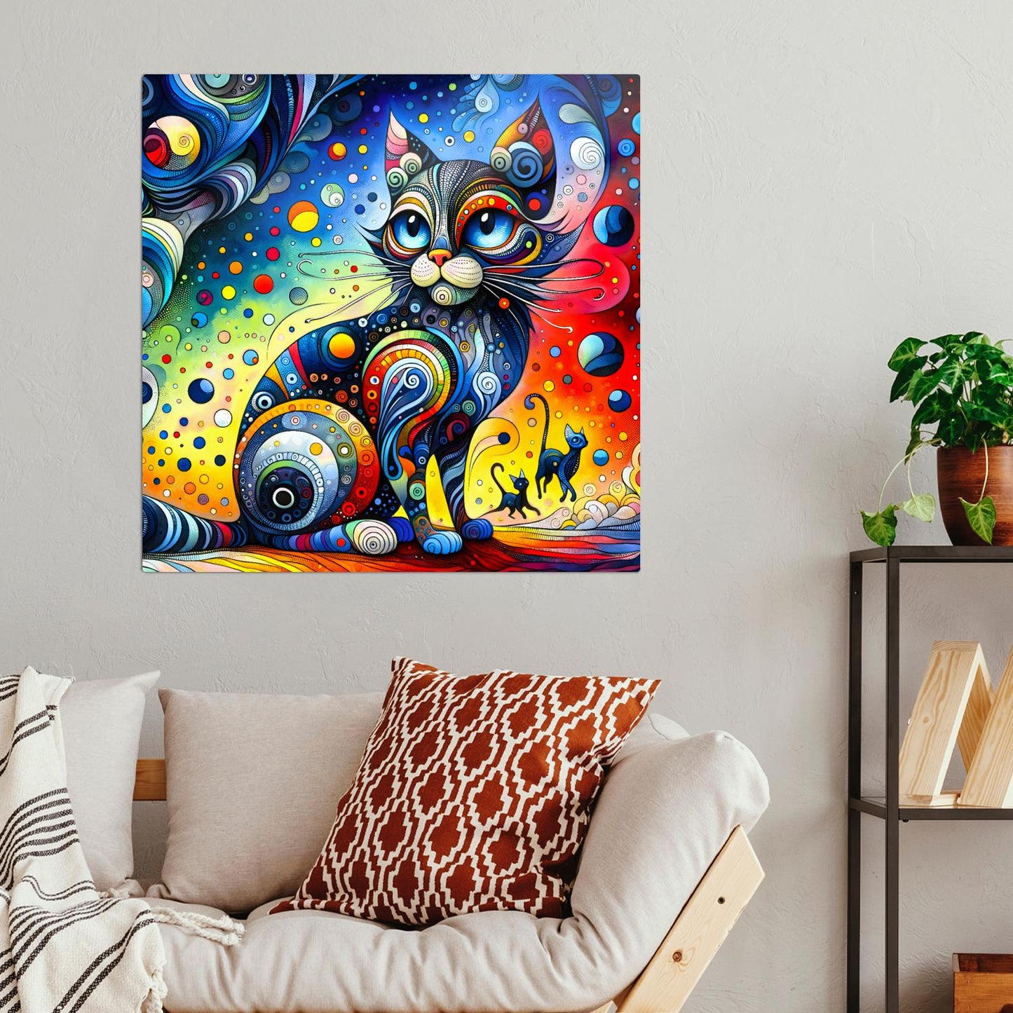 Abstract Cat No.4, Printed On Steel, Unique Image, Highly Detailed, Vivid Colours, A Gift That Lasts Forever.