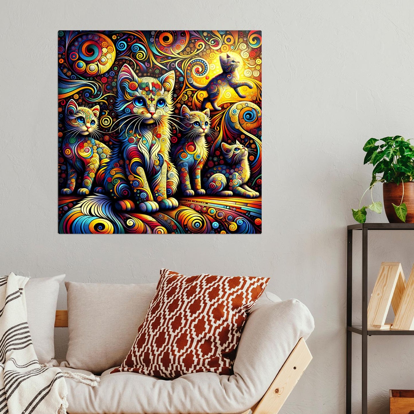 Abstract Cat No.2, Printed On Steel, Unique Image, Highly Detailed, Vivid Colours, A Gift That Lasts Forever.