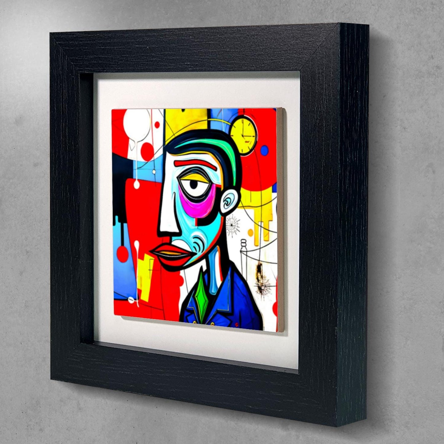 Abstract Man 4, Ceramic Artwork, Framed In Black Or White, Unique Gift Idea, Ready To Hang Or Freestanding...