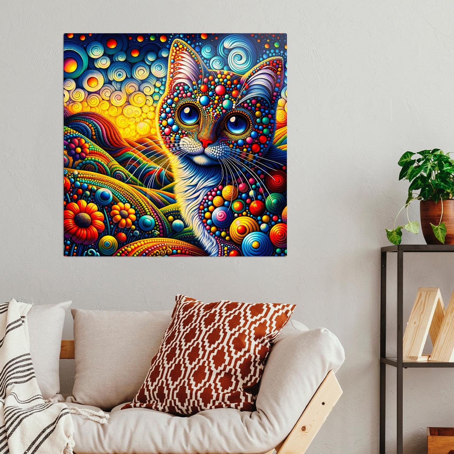 Abstract Cat No.3, Printed On Steel, Unique Image, Highly Detailed, Vivid Colours, A Gift That Lasts Forever.