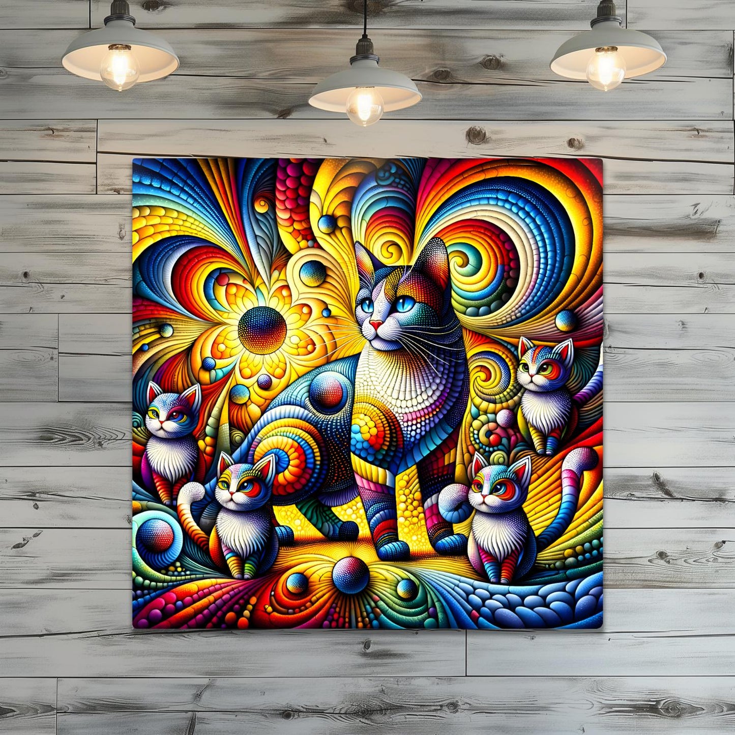 Abstract Cat No.5, Printed On Steel, Highly Detailed, Vivid Colours, Unique Wall Art, A Gift That Lasts Forever.