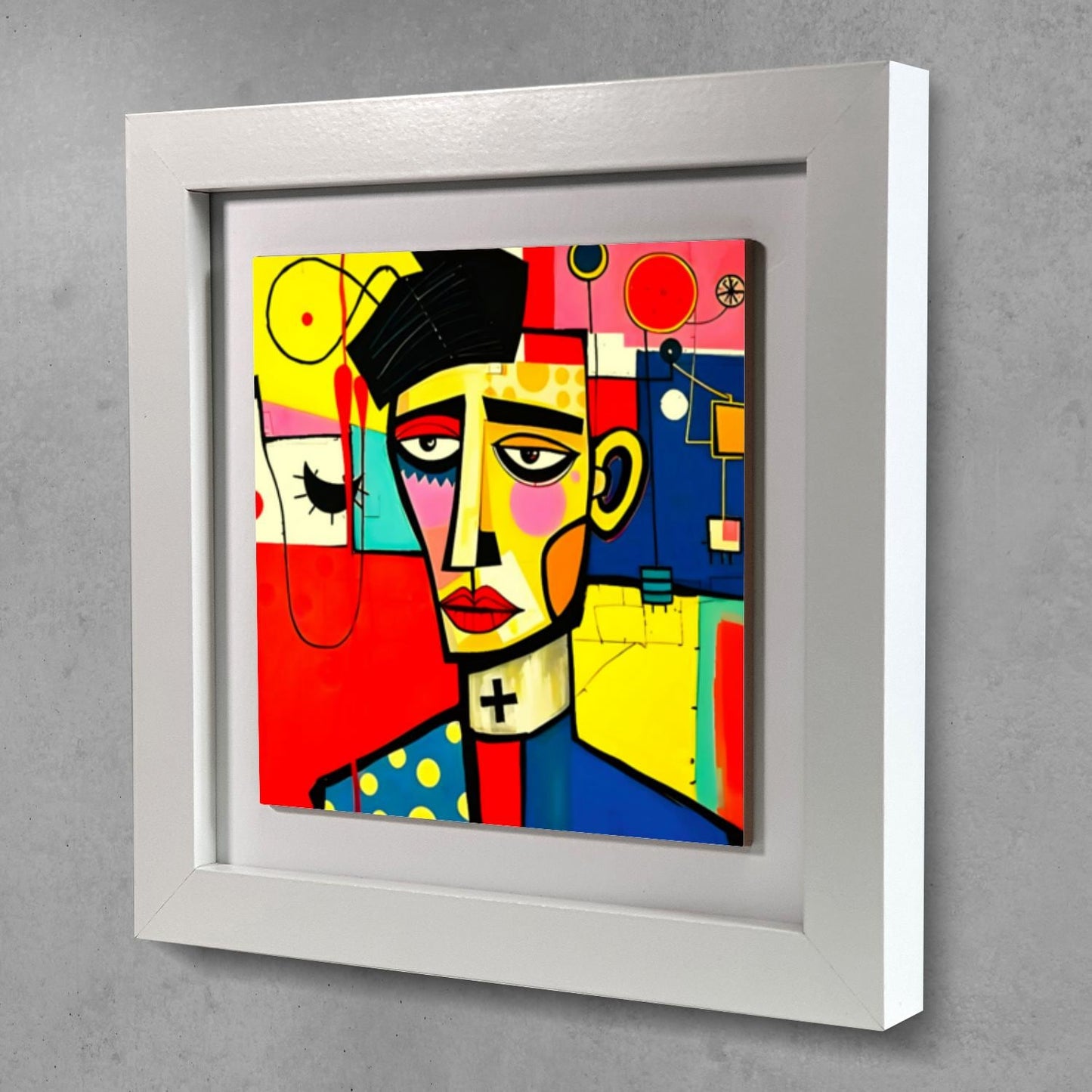 Abstract Man 2, Ceramic Artwork, Framed In Black Or White, Unique Gift Idea, Ready To Hang Or Freestanding...