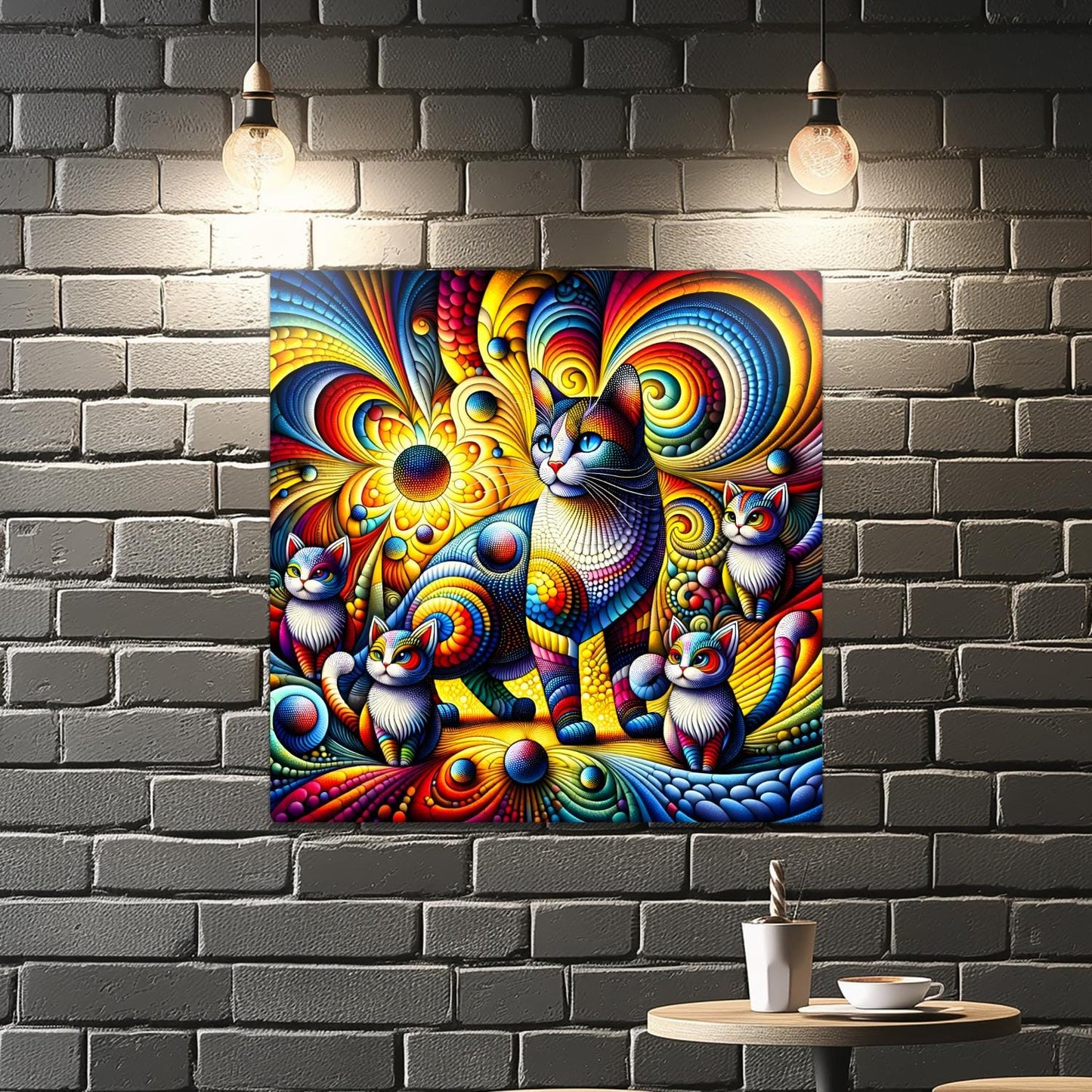 Abstract Cat No.5, Printed On Steel, Highly Detailed, Vivid Colours, Unique Wall Art, A Gift That Lasts Forever.
