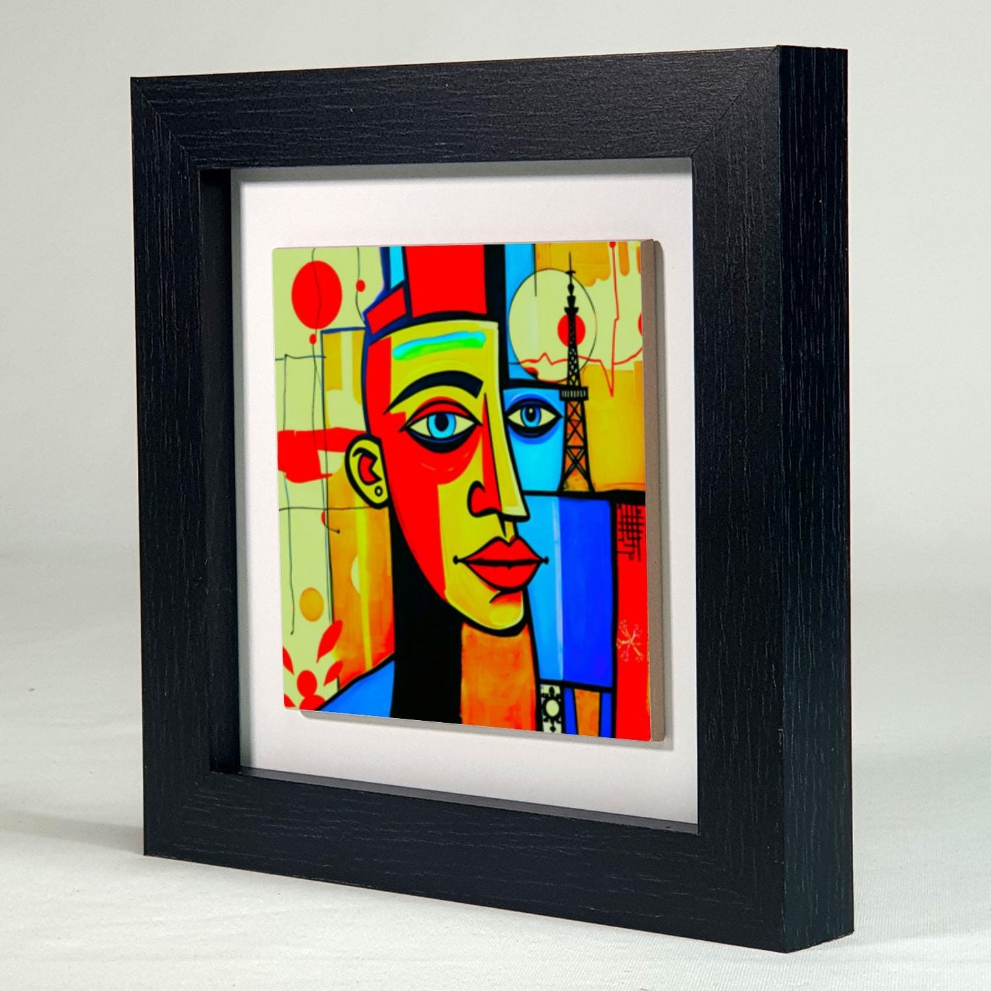 Abstract Man 1, Ceramic Artwork, Framed In Black Or White, Unique Gift Idea, Ready To Hang Or Freestanding...