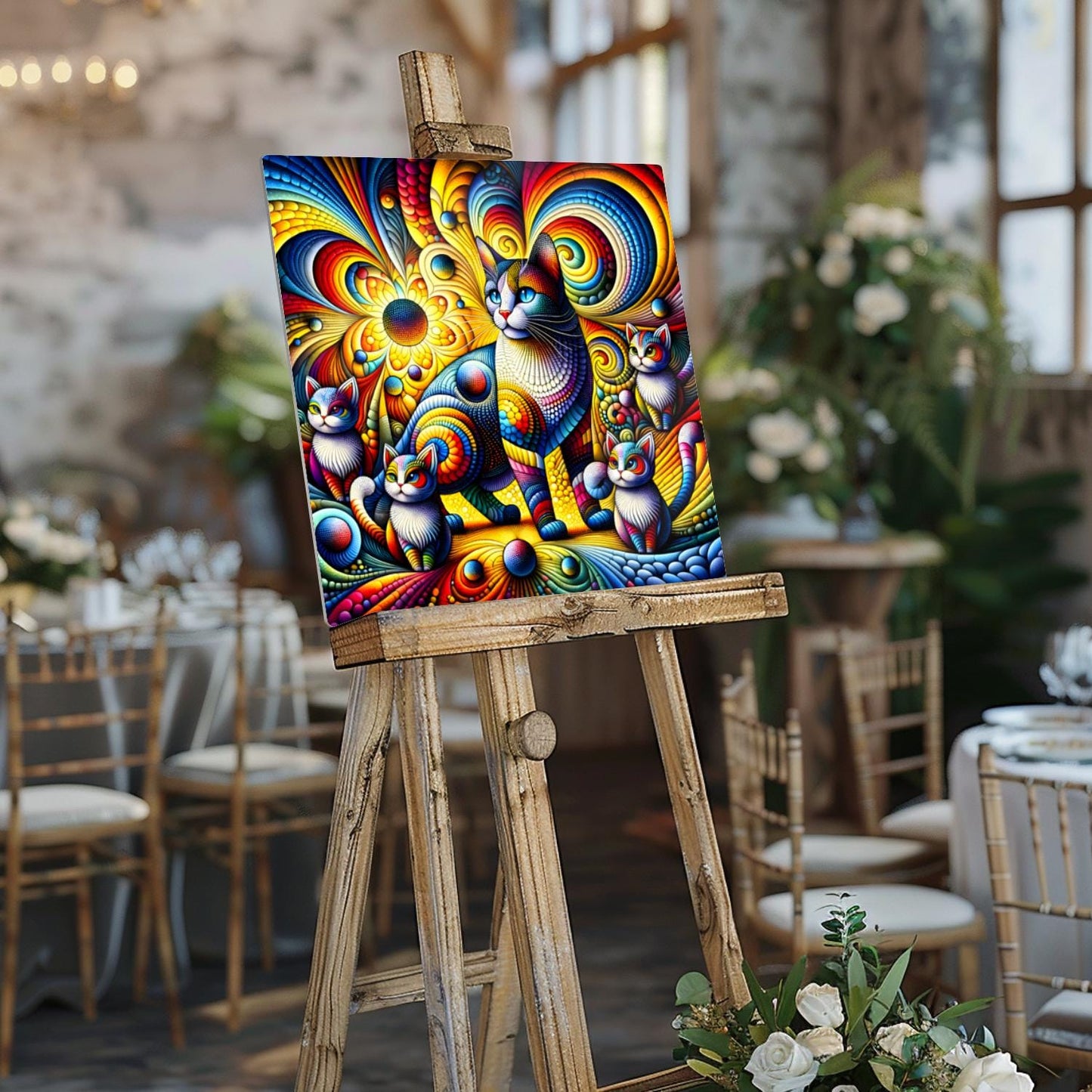 Abstract Cat No.5, Printed On Steel, Highly Detailed, Vivid Colours, Unique Wall Art, A Gift That Lasts Forever.