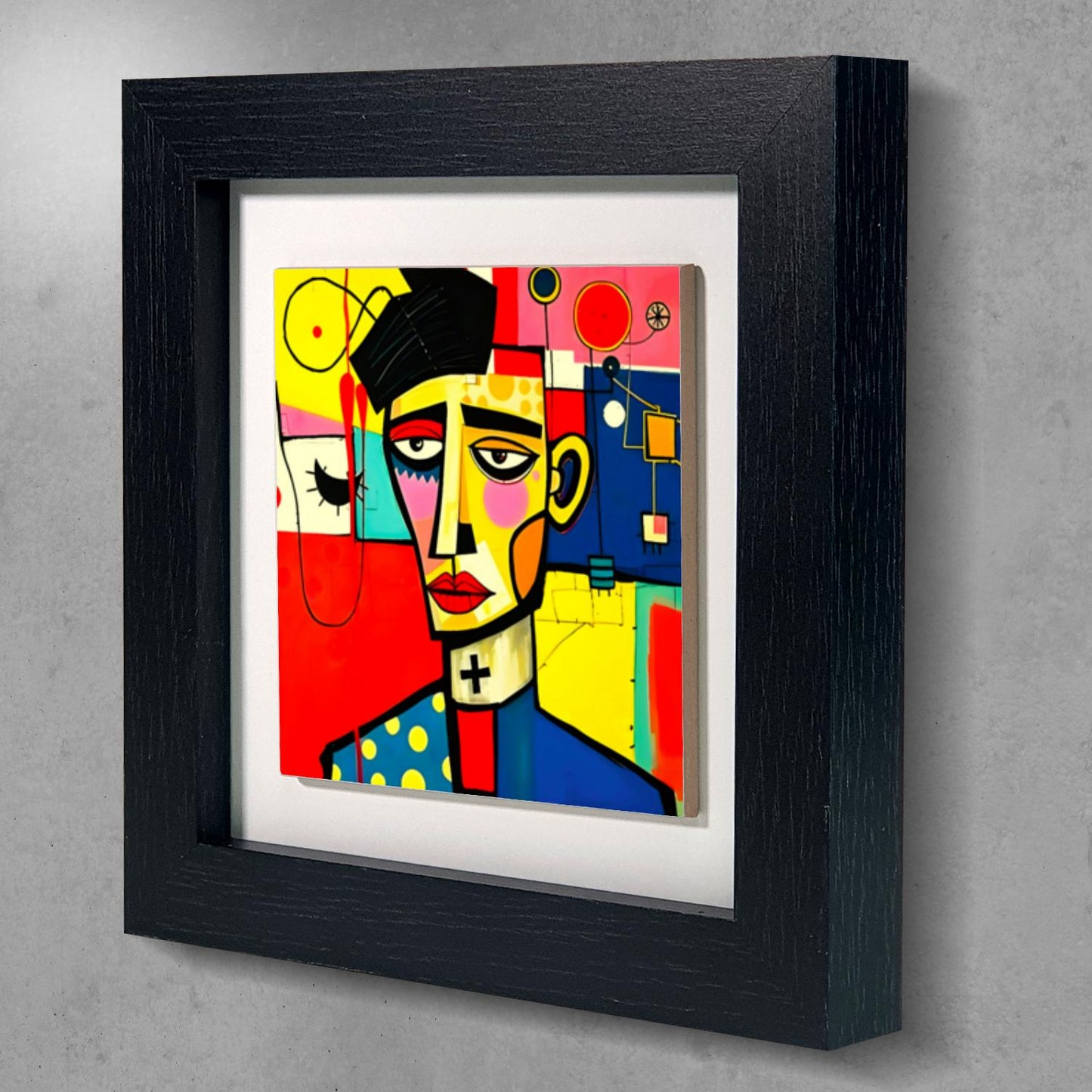 Abstract Man 2, Ceramic Artwork, Framed In Black Or White, Unique Gift Idea, Ready To Hang Or Freestanding...