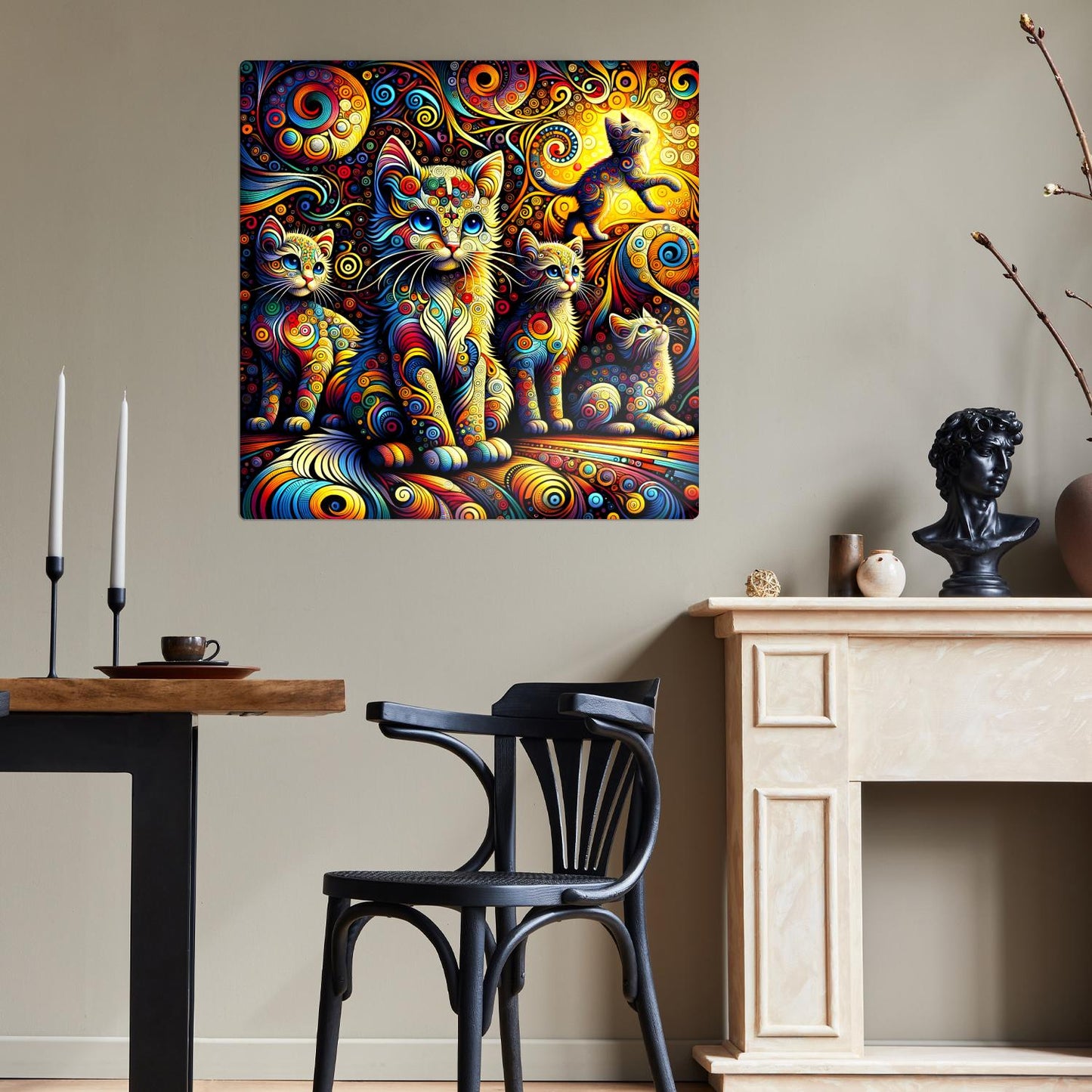 Abstract Cat No.2, Printed On Steel, Unique Image, Highly Detailed, Vivid Colours, A Gift That Lasts Forever.