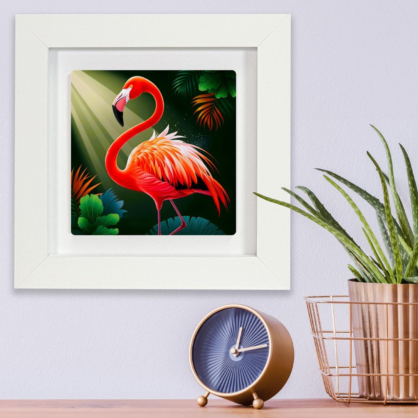 Flamingo 4, Ceramic Artwork, Framed In Black Or White, Unique Gift Idea, Ready To Hang Or Freestanding...