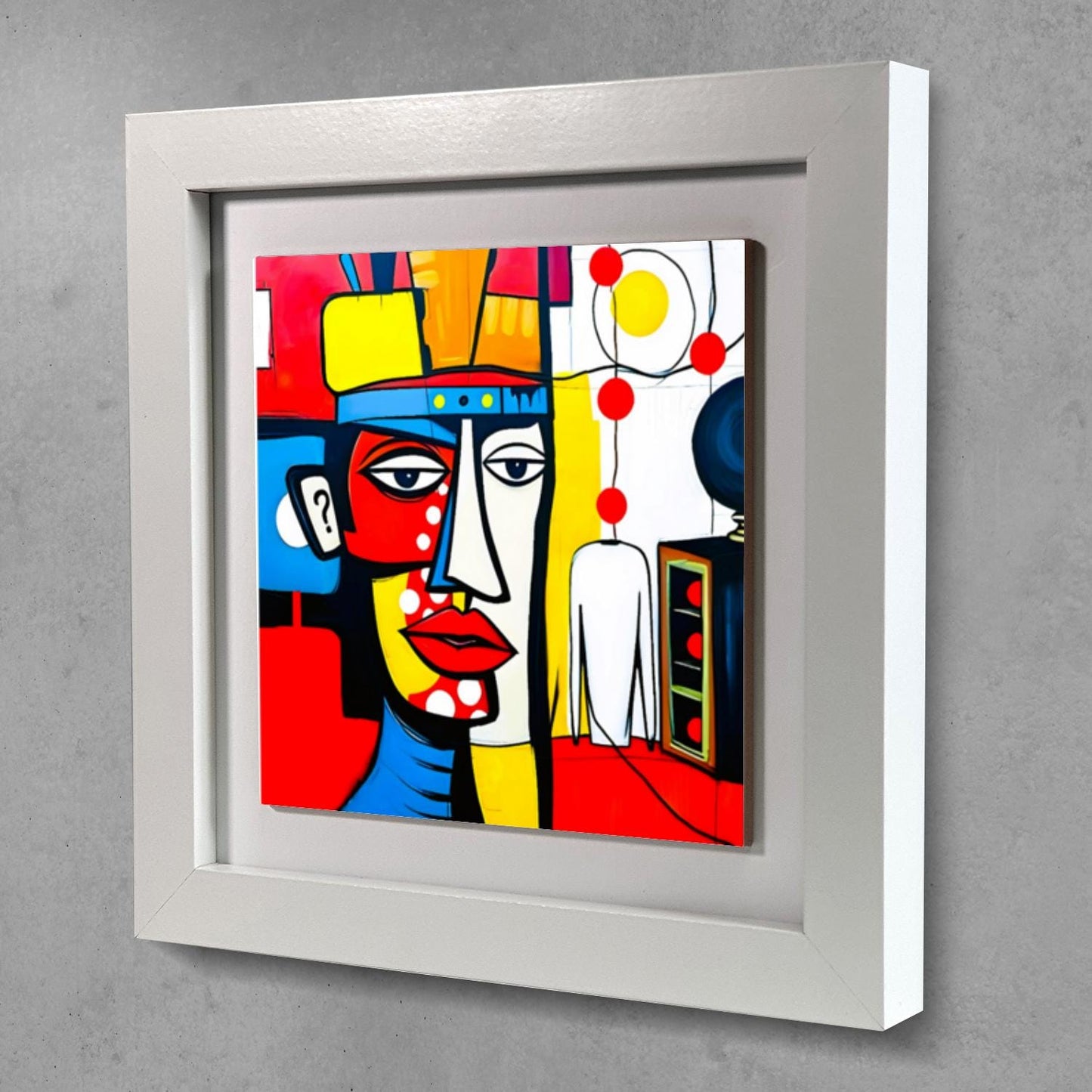 Abstract Man 3, Ceramic Artwork, Framed In Black Or White, Unique Gift Idea, Ready To Hang Or Freestanding...