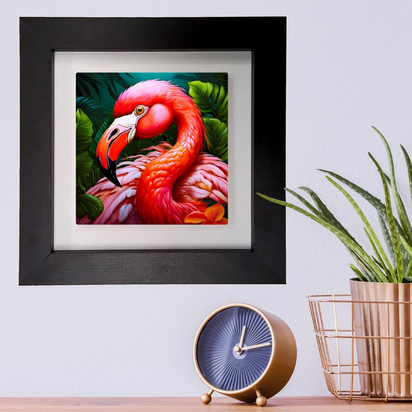 Flamingo 2, Ceramic Artwork, Framed In Black Or White, Unique Gift Idea, Ready To Hang Or Freestanding...