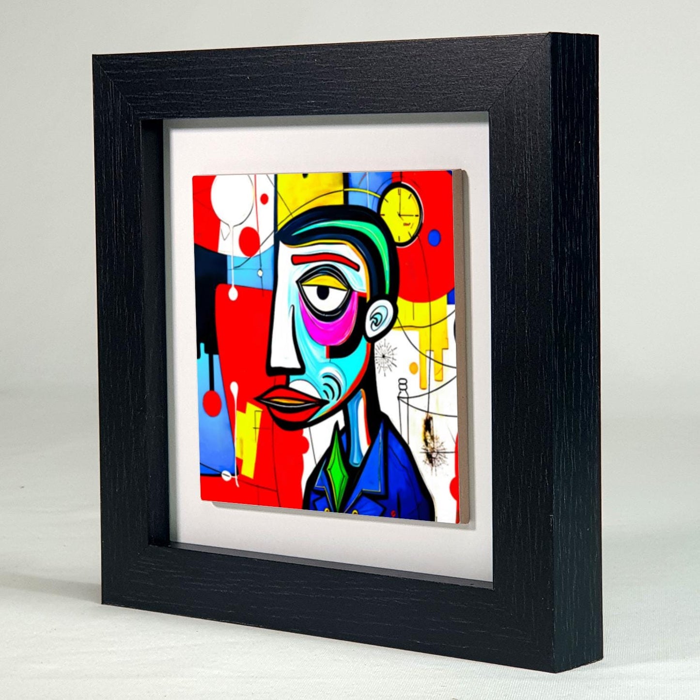 Abstract Man 4, Ceramic Artwork, Framed In Black Or White, Unique Gift Idea, Ready To Hang Or Freestanding...