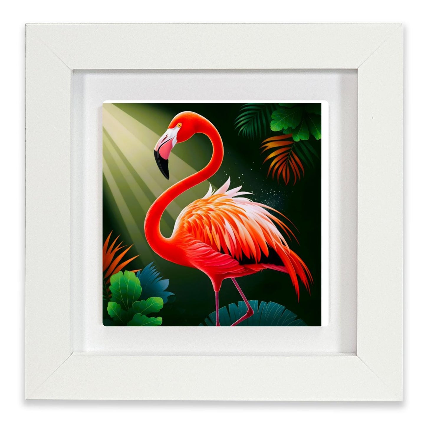 Flamingo 4, Ceramic Artwork, Framed In Black Or White, Unique Gift Idea, Ready To Hang Or Freestanding...