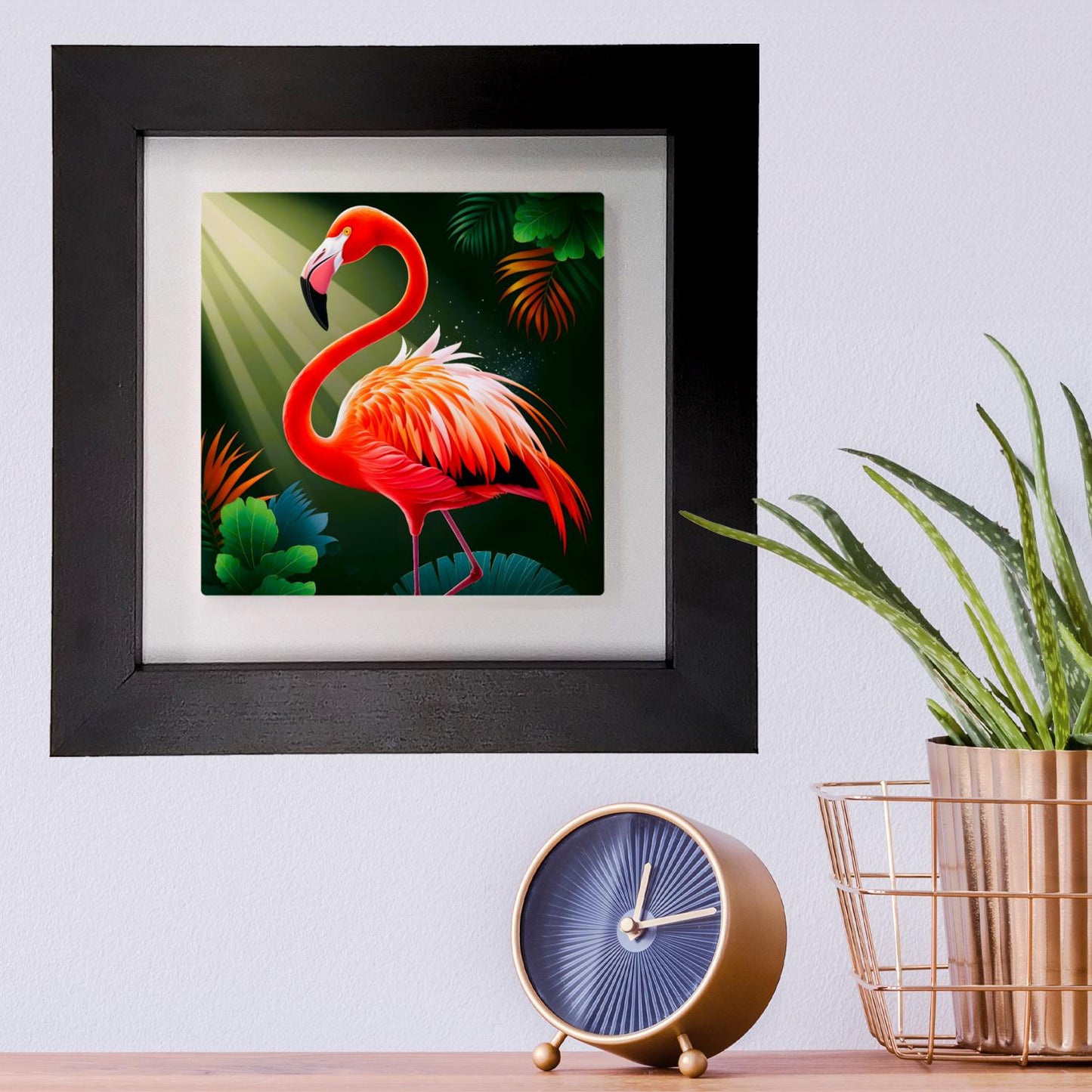 Flamingo 4, Ceramic Artwork, Framed In Black Or White, Unique Gift Idea, Ready To Hang Or Freestanding...