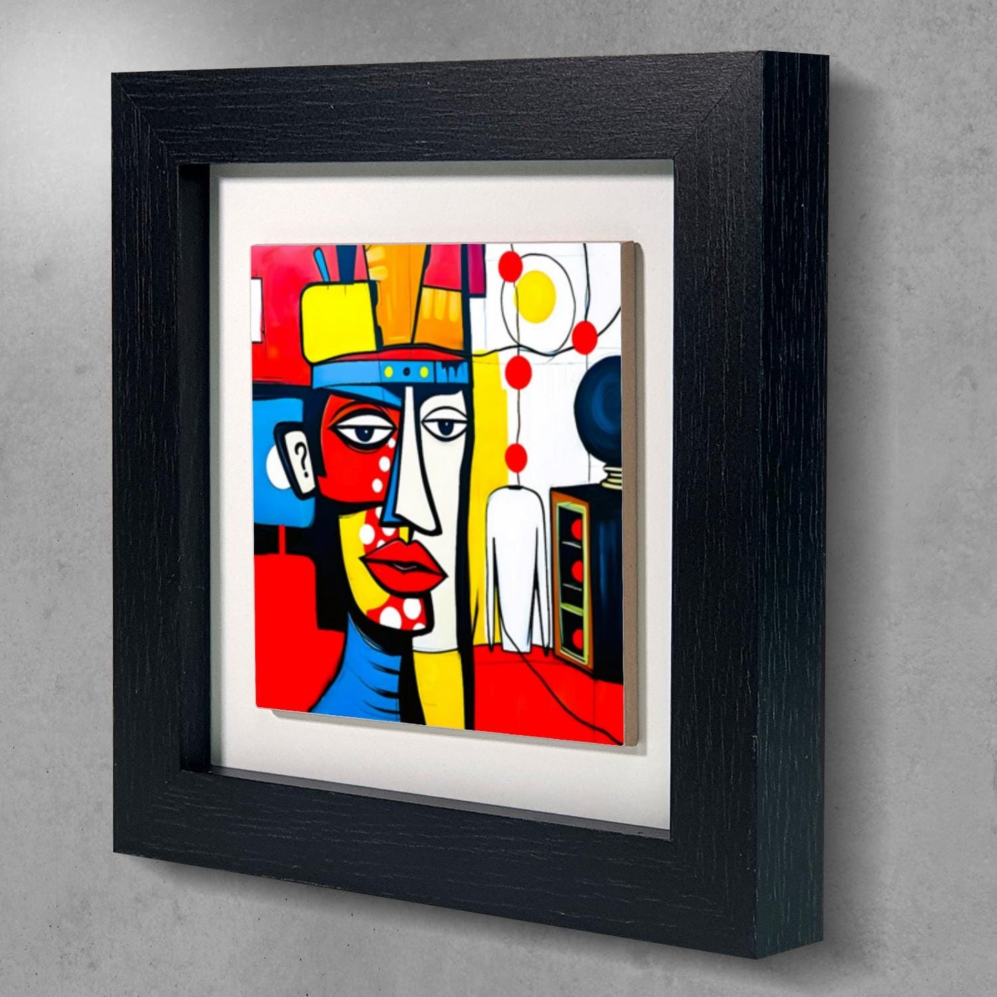 Abstract Man 3, Ceramic Artwork, Framed In Black Or White, Unique Gift Idea, Ready To Hang Or Freestanding...