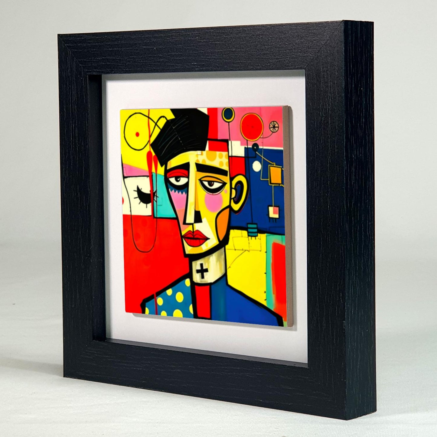Abstract Man 2, Ceramic Artwork, Framed In Black Or White, Unique Gift Idea, Ready To Hang Or Freestanding...