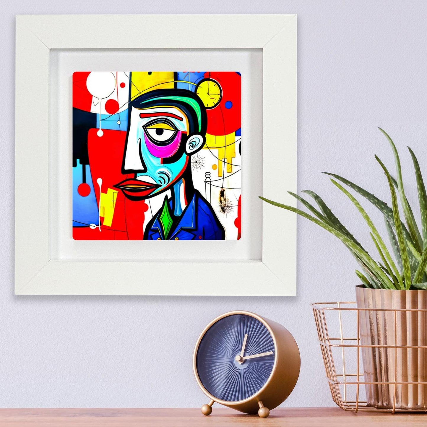 Abstract Man 4, Ceramic Artwork, Framed In Black Or White, Unique Gift Idea, Ready To Hang Or Freestanding...