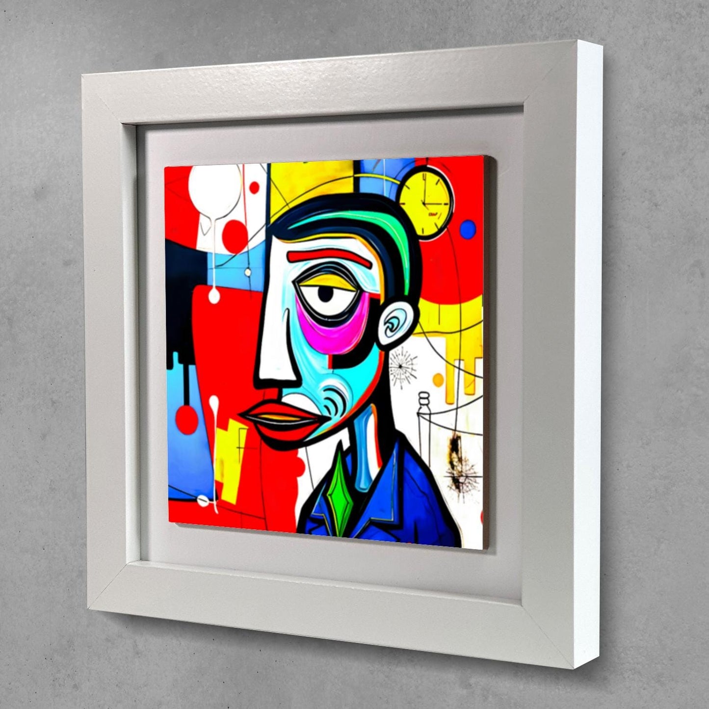 Abstract Man 4, Ceramic Artwork, Framed In Black Or White, Unique Gift Idea, Ready To Hang Or Freestanding...