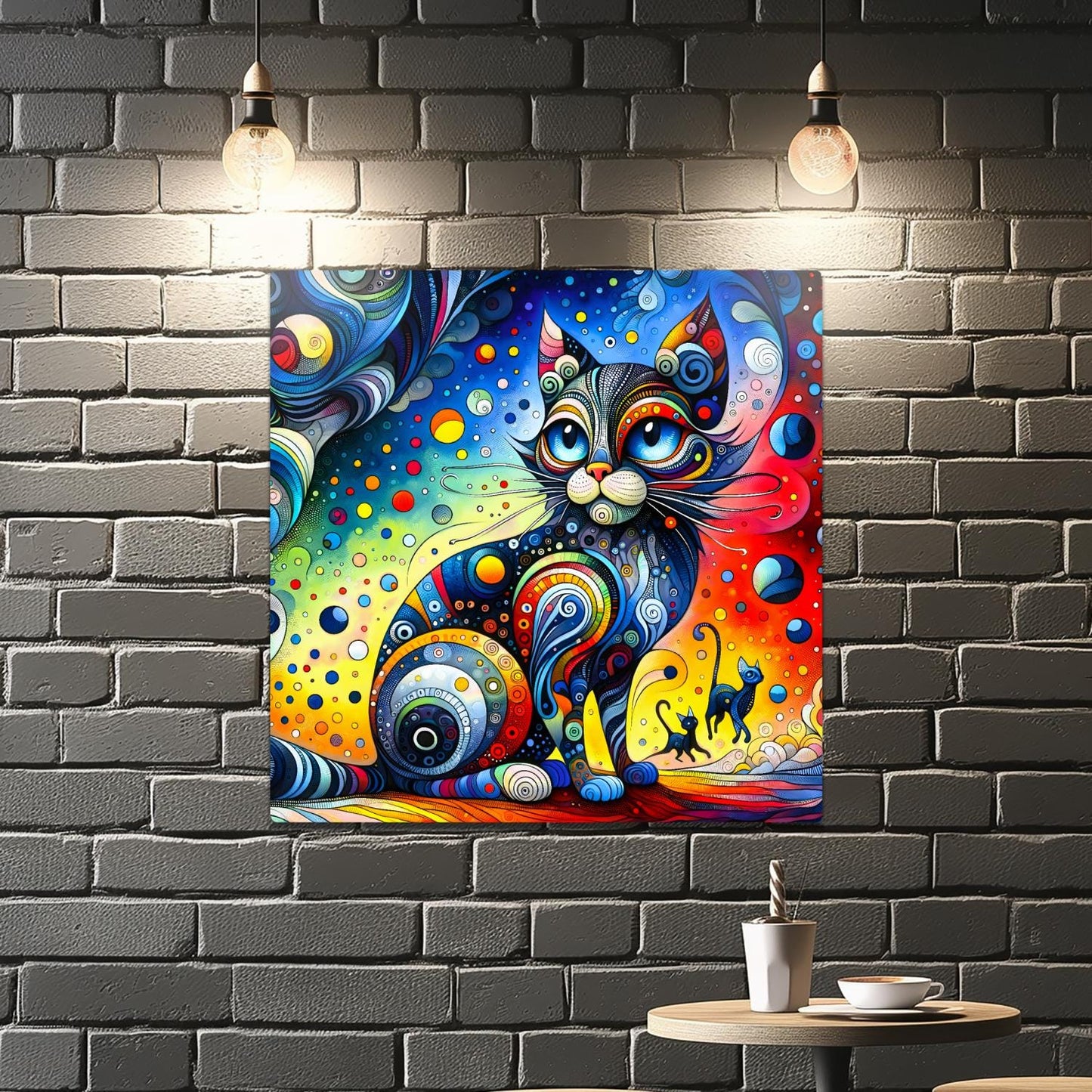 Abstract Cat No.4, Printed On Steel, Unique Image, Highly Detailed, Vivid Colours, A Gift That Lasts Forever.